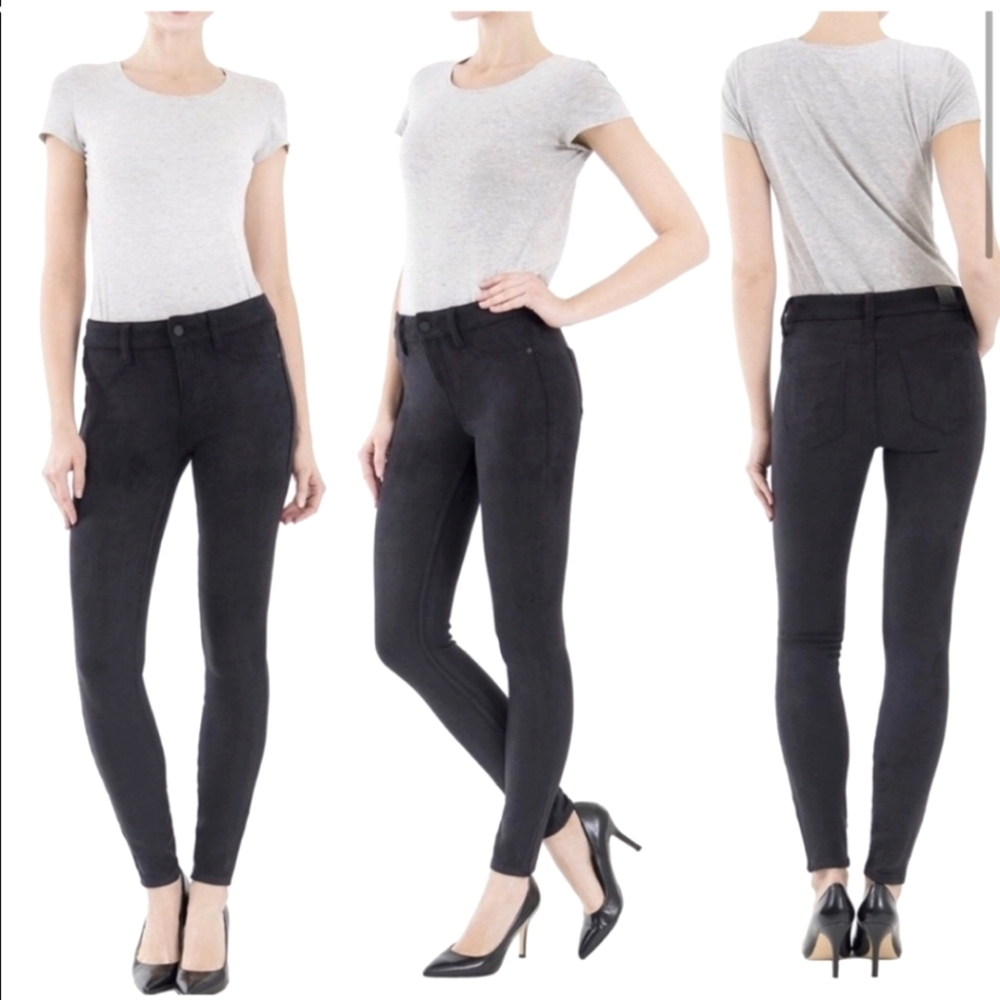 NWT Anthro Level 99 Black Faux Suede Janice Pants, size 24